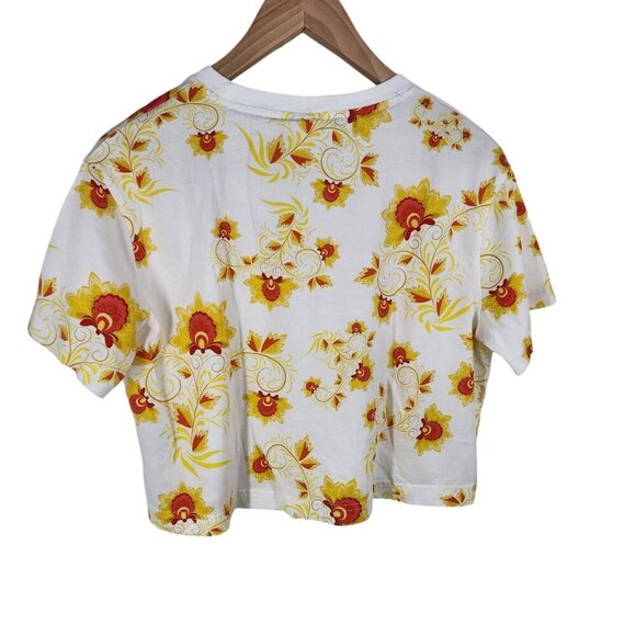 Nike Tee Cropped Tshirt Womens Floral Short Sleeve‎ Size M Crew Neck - Picture 4 of 9